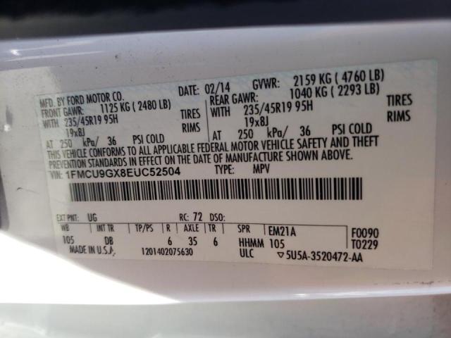 Photo 10 from auction – 2014 FORD ESCAPE SE with VIN 1FMCU9GX8EUC52504