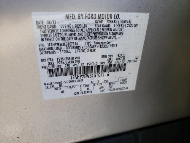 Photo 10 from auction – 2012 FORD TAURUS SEL with VIN 1FAHP2EW3CG107116