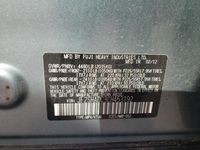 Photo 10 from auction – 2012 SUBARU FORESTER with VIN JF2SHADC3CH453192