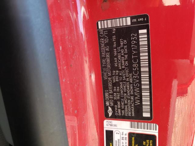 Photo 10 from auction – 2012 MINI COOPER S with VIN WMWSV3C58CTY17932