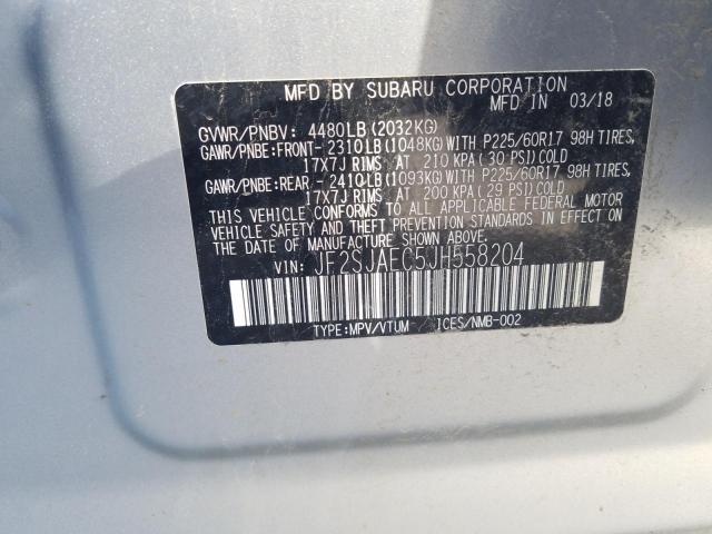 Photo 9 from auction – 2018 SUBARU FORESTER 2 with VIN JF2SJAEC5JH558204