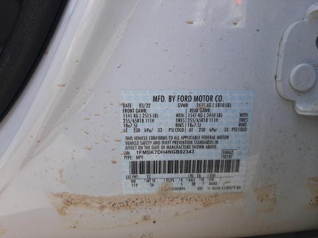 Photo 10 from auction – 2022 FORD EXPLORER X with VIN 1FMSK7DH4NGB02343