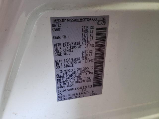 Photo 10 from auction – 2020 NISSAN PATHFINDER with VIN 5N1DR2AM4LC601933