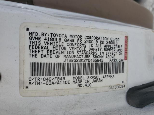 Photo 10 from auction – 2000 TOYOTA CAMRY CE with VIN JT2BG22K2Y0455645