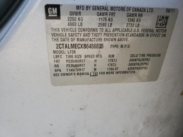 Photo 10 from auction – 2011 GMC TERRAIN SL with VIN 2CTALMECXB6456835