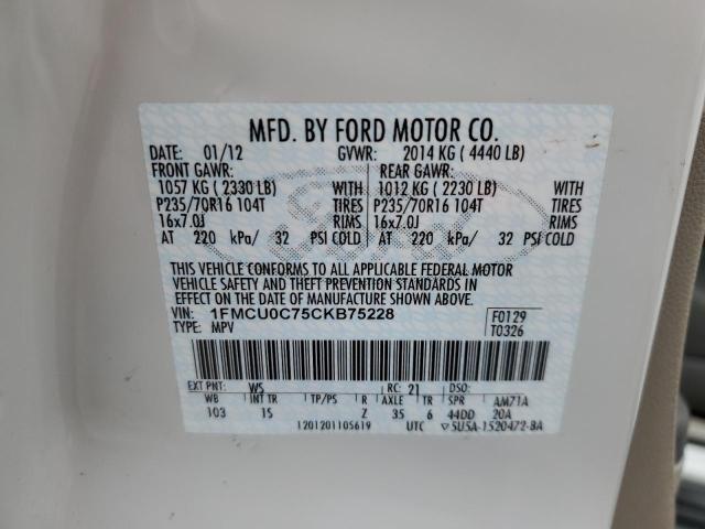 Photo 10 from auction – 2012 FORD ESCAPE XLS with VIN 1FMCU0C75CKB75228