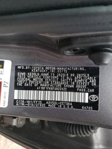 Photo 10 from auction – 2015 TOYOTA CAMRY LE with VIN 4T1BF1FK6FU922422