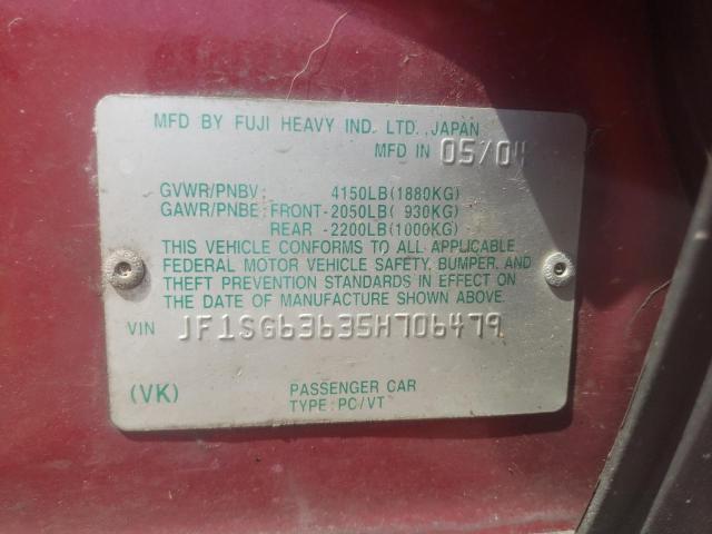 Photo 10 from auction – 2005 SUBARU FORESTER 2 with VIN JF1SG63635H706479