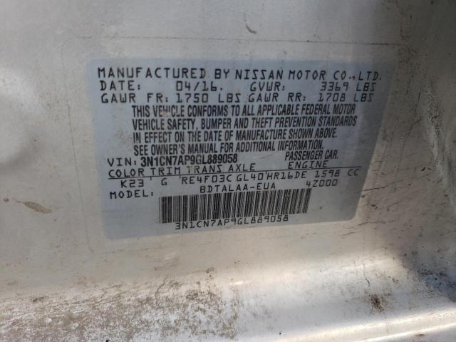 Photo 10 from auction – 2016 NISSAN VERSA with VIN 3N1CN7AP9GL889058