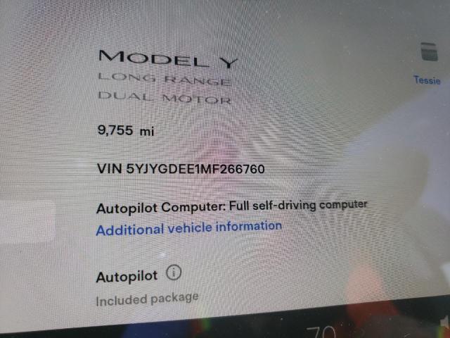 Zdjęcie 8 z aukcji – 2021 TESLA MODEL Y z VIN 5YJYGDEE1MF266760