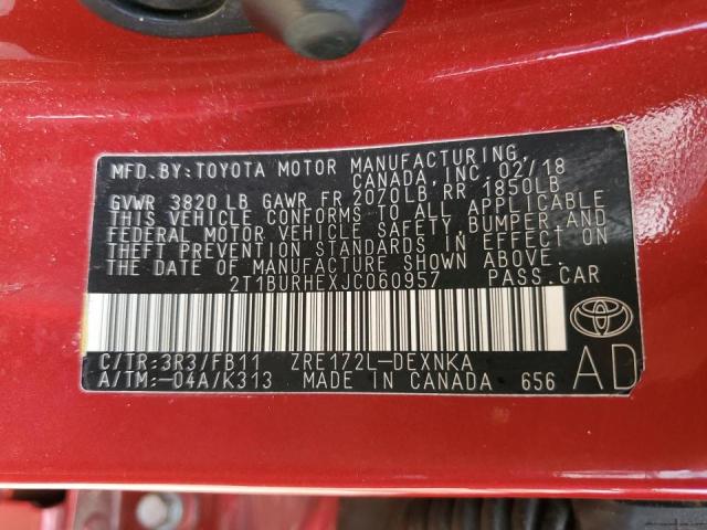 Photo 10 from auction – 2018 TOYOTA COROLLA L with VIN 2T1BURHEXJC060957