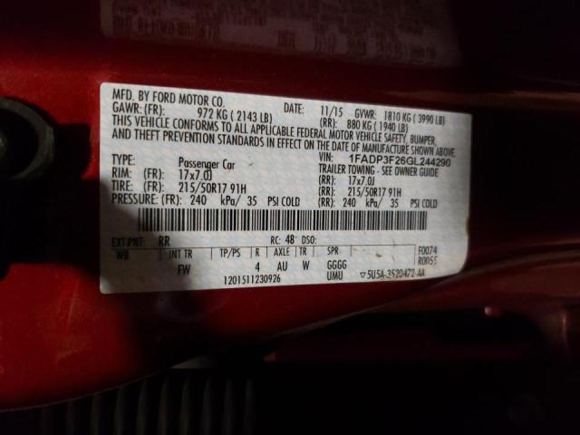 Photo 10 from auction – 2016 FORD FOCUS SE with VIN 1FADP3F26GL244290