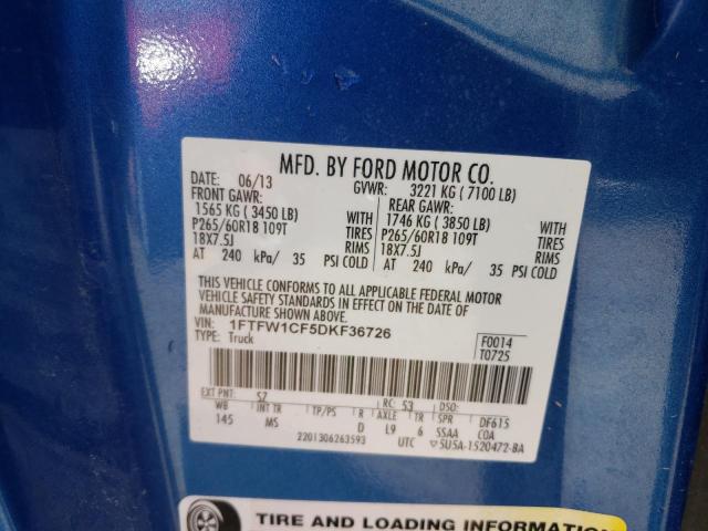 Photo 10 from auction – 2013 FORD F150 SUPER with VIN 1FTFW1CF5DKF36726