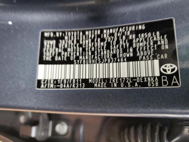 Photo 10 from auction – 2018 TOYOTA COROLLA L with VIN 5YFBURHE5JP837464