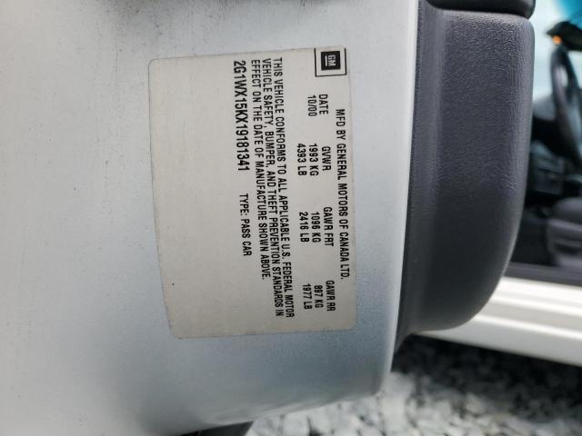 Photo 10 from auction – 2001 CHEVROLET MONTE CARL with VIN 2G1WX15KX19181341