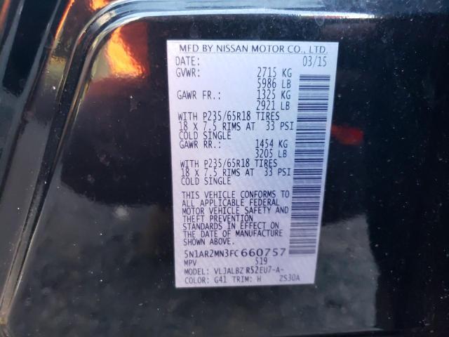 Photo 10 from auction – 2015 NISSAN PATHFINDER with VIN 5N1AR2MN3FC660757