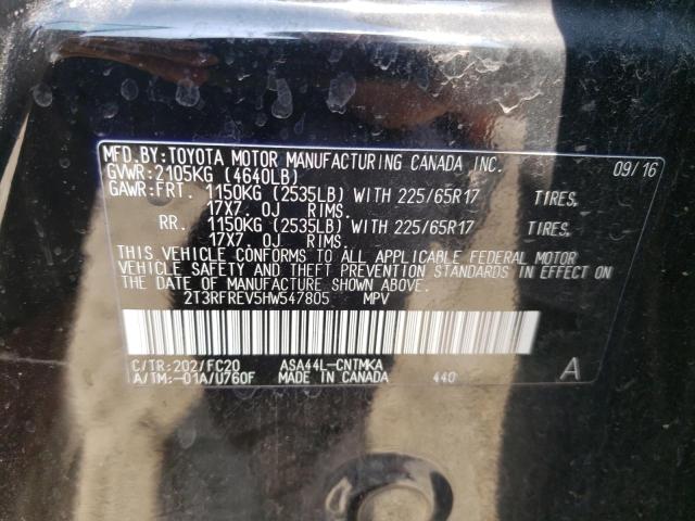 Photo 10 from auction – 2017 TOYOTA RAV4 XLE with VIN 2T3RFREV5HW547805