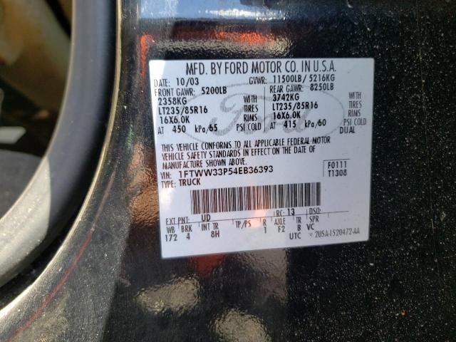 Photo 10 from auction – 2004 FORD F350 SUPER with VIN 1FTWW33P54EB36393