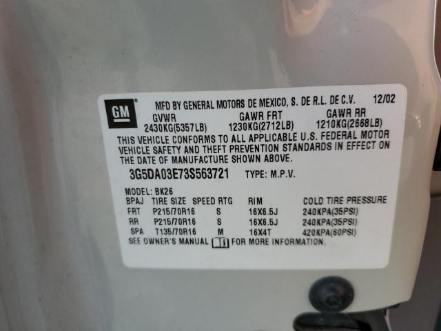 Photo 10 from auction – 2003 BUICK RENDEZVOUS with VIN 3G5DA03E73S563721