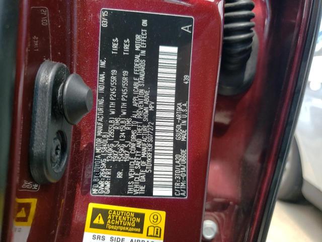 Photo 10 from auction – 2015 TOYOTA HIGHLANDER with VIN 5TDYKRFH3FS077272