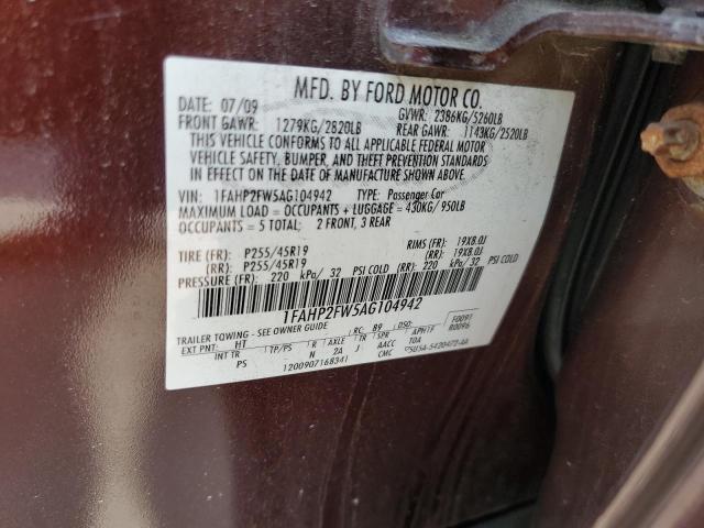 Photo 10 from auction – 2010 FORD TAURUS LIM with VIN 1FAHP2FW5AG104942