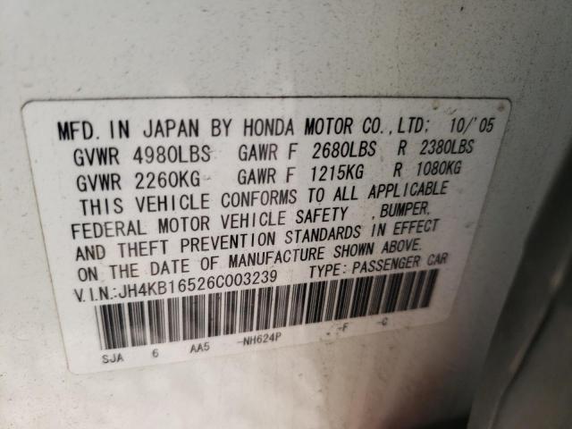 Photo 10 from auction – 2006 ACURA RL with VIN JH4KB16526C003239