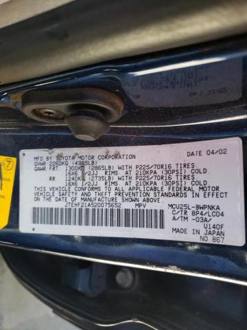 Photo 10 from auction – 2002 TOYOTA HIGHLANDER with VIN JTEHF21A520075652