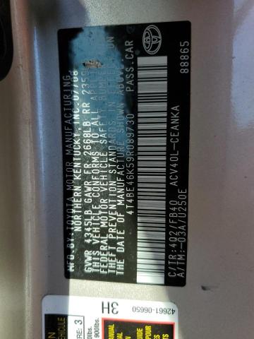 Photo 10 from auction – 2009 TOYOTA CAMRY BASE with VIN 4T4BE46K59R089730