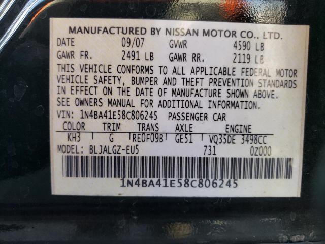 Photo 10 from auction – 2008 NISSAN MAXIMA SE with VIN 1N4BA41E58C806245