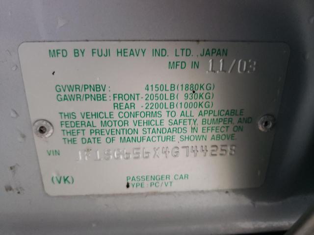 Photo 10 from auction – 2004 SUBARU FORESTER 2 with VIN JF1SG656X4G744258