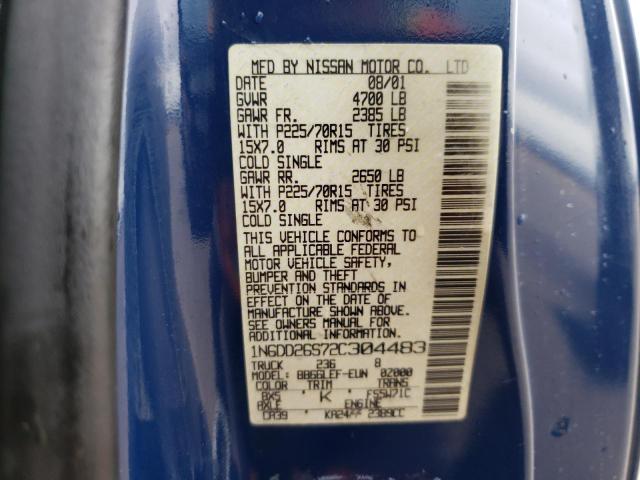 Photo 10 from auction – 2002 NISSAN FRONTIER K with VIN 1N6DD26S72C304483