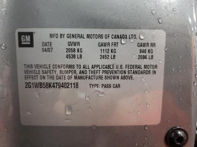Photo 10 from auction – 2007 CHEVROLET IMPALA LS with VIN 2G1WB58K479402118
