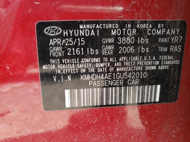 Photo 10 from auction – 2016 HYUNDAI ELANTRA SE with VIN KMHDH4AE1GU542010