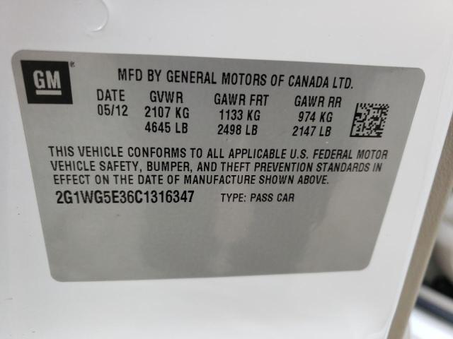 Photo 10 from auction – 2012 CHEVROLET IMPALA LT with VIN 2G1WG5E36C1316347