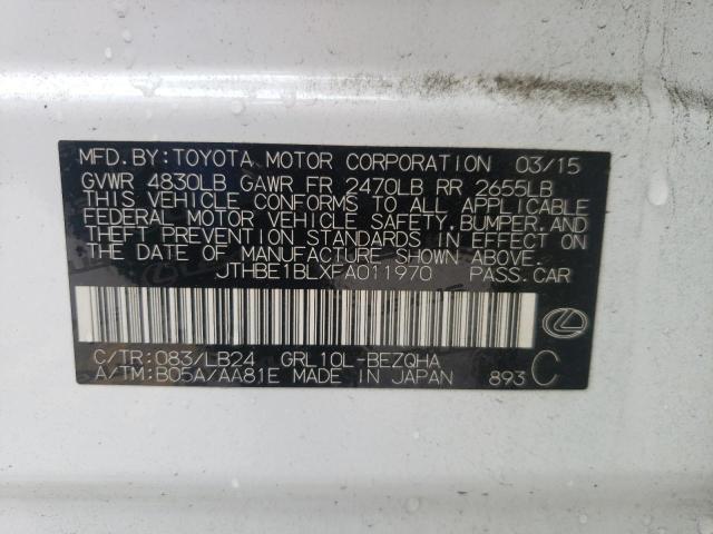 Photo 10 from auction – 2015 LEXUS GS 350 with VIN JTHBE1BLXFA011970