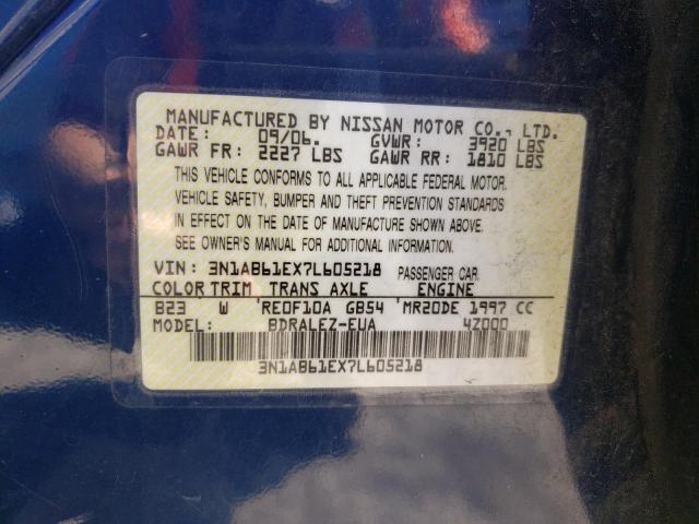 Photo 10 from auction – 2007 NISSAN SENTRA 2.0 with VIN 3N1AB61EX7L605218