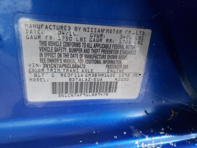 Photo 10 from auction – 2016 NISSAN VERSA with VIN 3N1CN7AP9GL889478