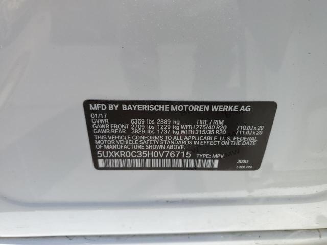 Photo 10 from auction – 2017 BMW X5 XDRIVE3 with VIN 5UXKR0C35H0V76715