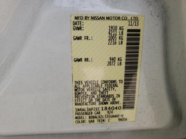 Photo 10 from auction – 2014 NISSAN ALTIMA 2.5 with VIN 1N4AL3AP2EC184040