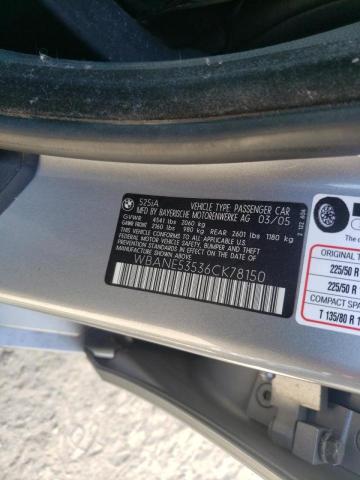 Photo 10 from auction – 2006 BMW 525 I with VIN WBANE53536CK78150