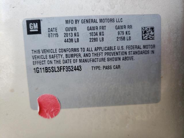 Photo 10 from auction – 2015 CHEVROLET MALIBU LS with VIN 1G11B5SL3FF352443