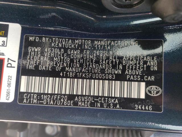Photo 10 from auction – 2015 TOYOTA CAMRY LE with VIN 4T1BF1FK5FU005083