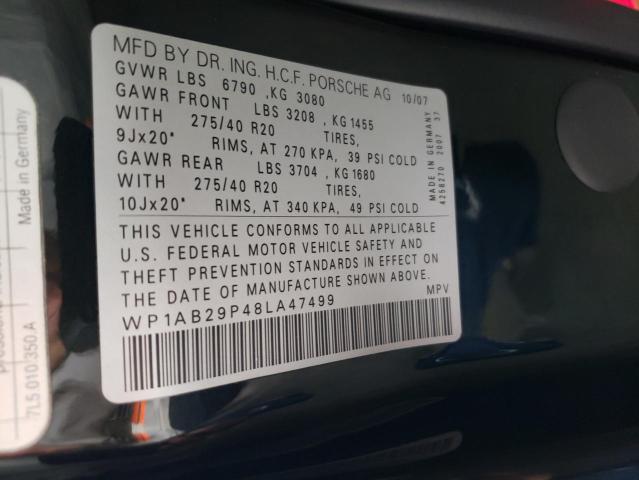 Photo 10 from auction – 2008 PORSCHE CAYENNE S with VIN WP1AB29P48LA47499