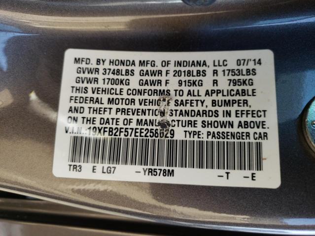 Photo 10 from auction – 2014 HONDA CIVIC LX with VIN 19XFB2F57EE258629