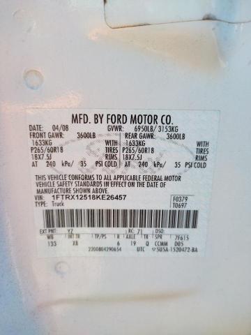 Photo 10 from auction – 2008 FORD F150 with VIN 1FTRX12518KE26457