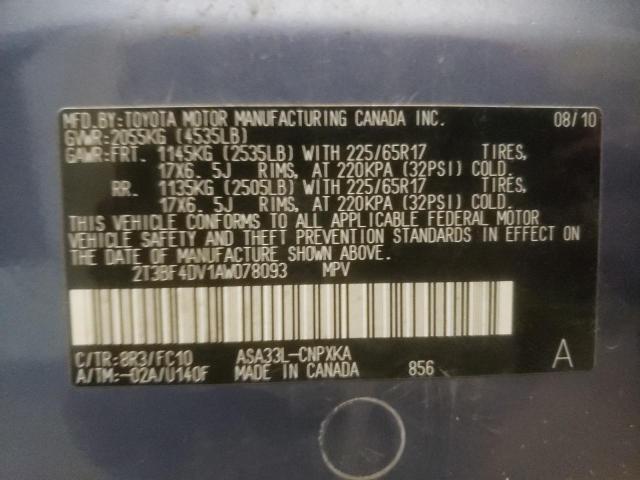 Photo 10 from auction – 2010 TOYOTA RAV4 with VIN 2T3BF4DV1AW078093