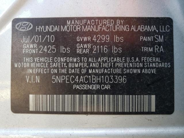 Photo 10 from auction – 2011 HYUNDAI SONATA SE with VIN 5NPEC4AC1BH103396