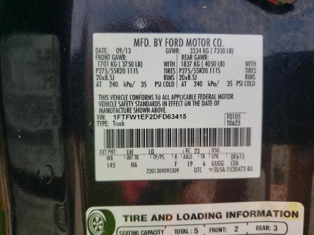 Photo 10 from auction – 2013 FORD F150 SUPER with VIN 1FTFW1EF2DFD63415