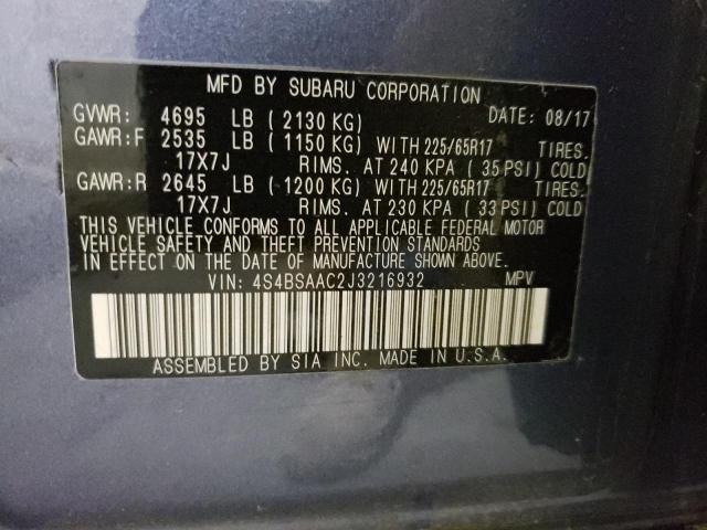 Photo 10 from auction – 2018 SUBARU OUTBACK 2. with VIN 4S4BSAAC2J3216932
