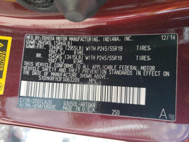 Photo 10 from auction – 2015 TOYOTA HIGHLANDER with VIN 5TDYKRFH3FS063209